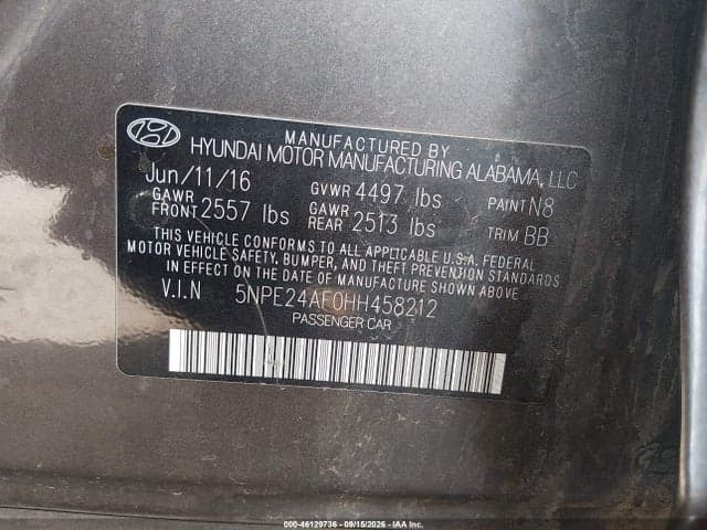 2017 HYUNDAI SONATA 9