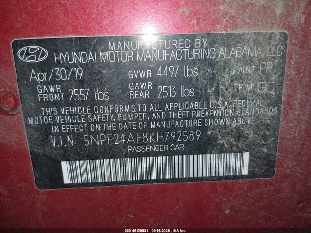 2019 HYUNDAI SONATA SE 9