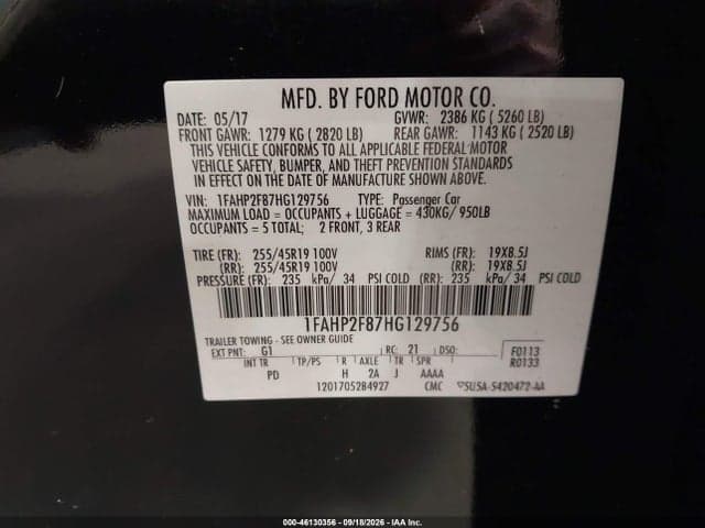 2017 FORD TAURUS 9
