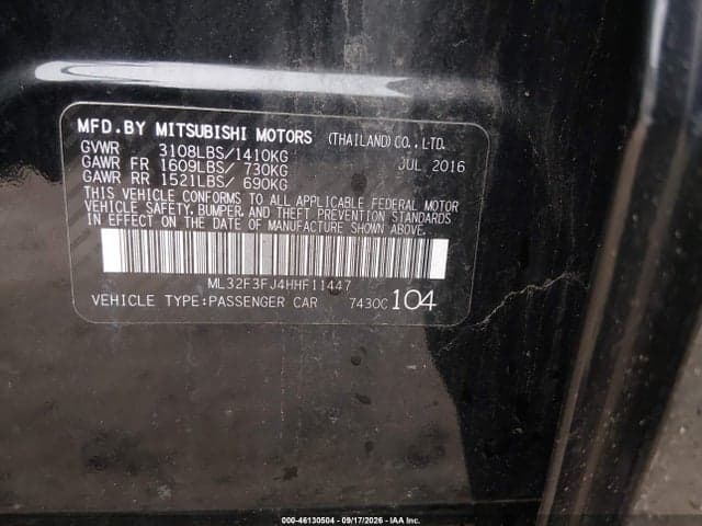 2017 MITSUBISHI MIRAGE G4 ES 9
