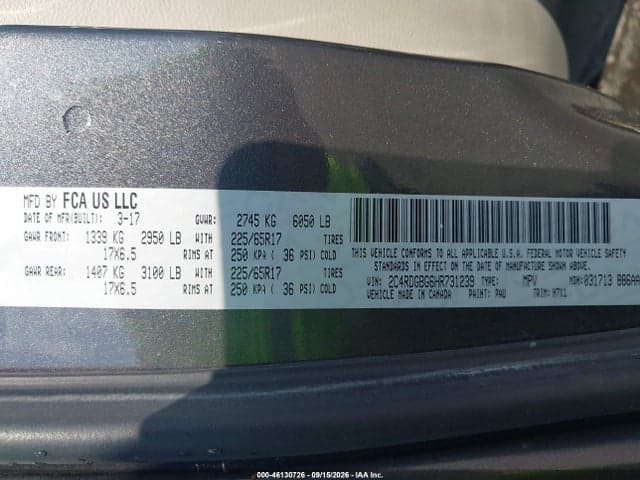 2017 DODGE GRAND CARAVAN SE 9