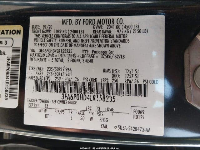 2020 FORD FUSION SE 9