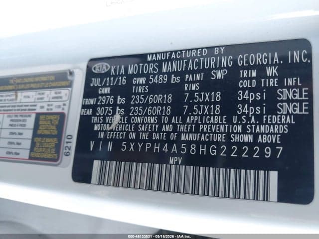 2017 KIA SORENTO 3.3L EX 9