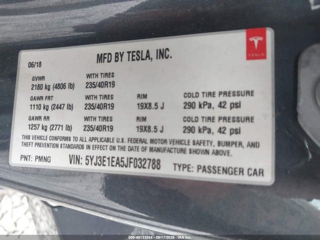 2018 TESLA MODEL 3 LONG RANGE/MID RANGE 9