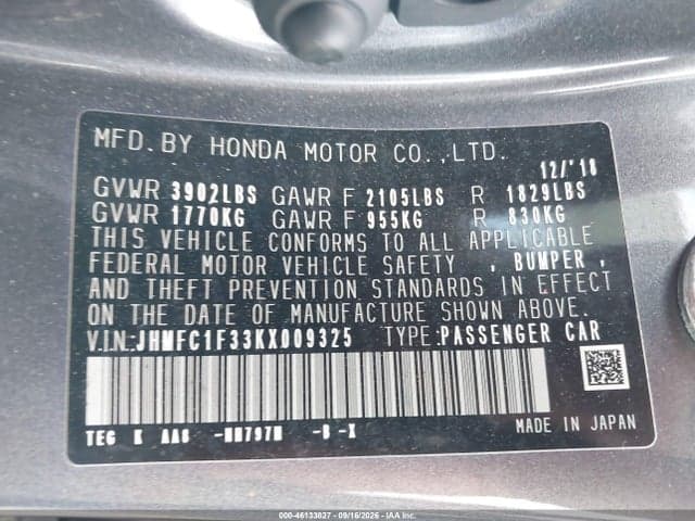 2019 HONDA CIVIC EX 9
