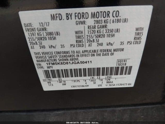 2018 FORD EXPLORER XLT 9