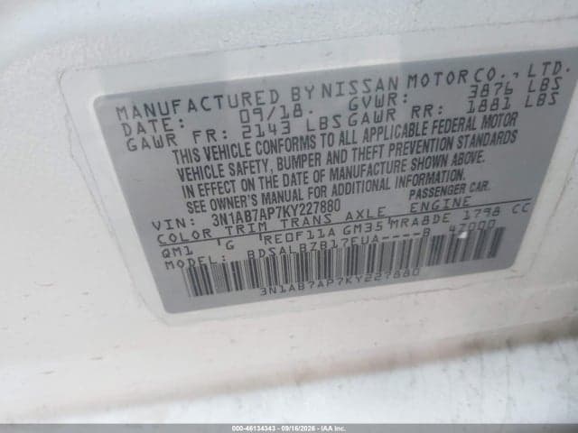 2019 NISSAN SENTRA S 9