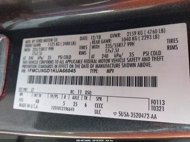 2019 FORD ESCAPE SE 9