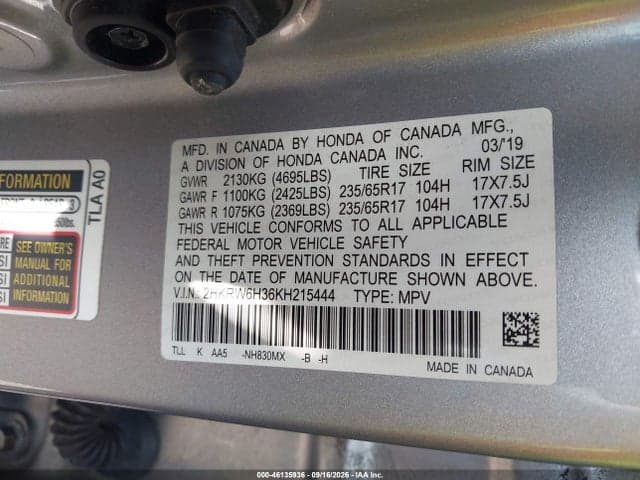 2019 HONDA CR-V LX 9