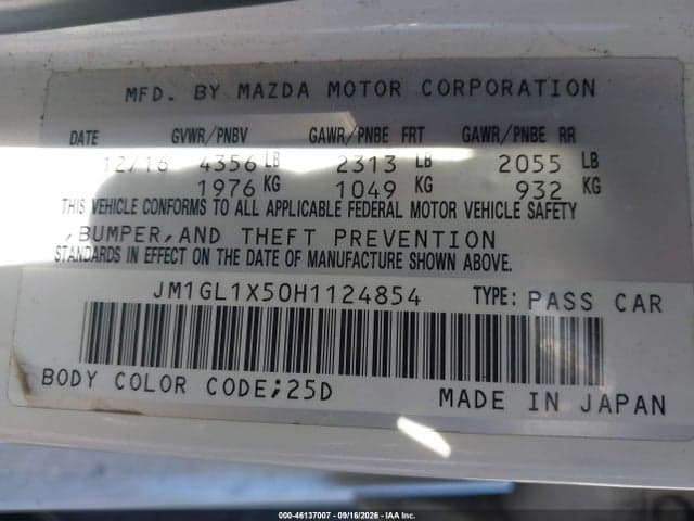 2017 MAZDA MAZDA6 GRAND TOURING 9