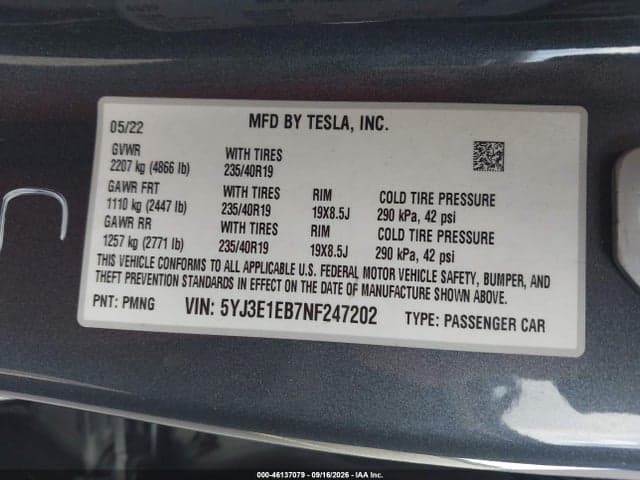 2022 TESLA MODEL 3 LONG RANGE 9