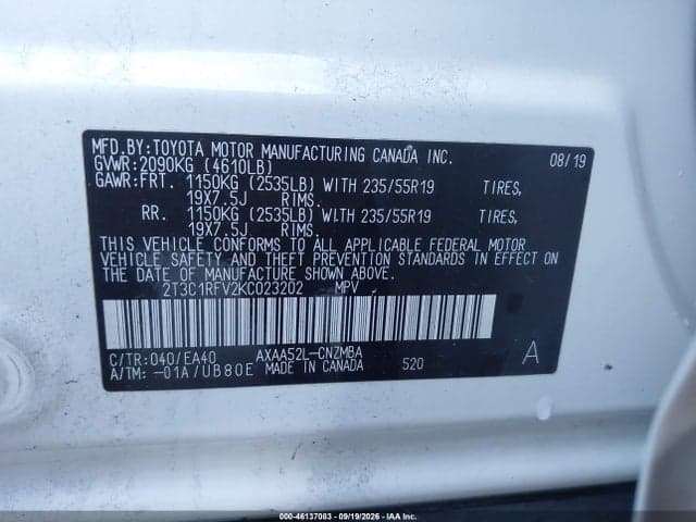 2019 TOYOTA RAV4 XLE PREMIUM 9