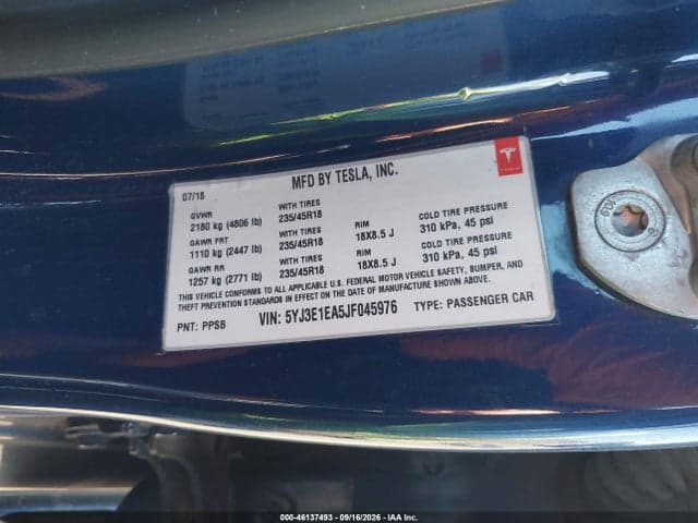 2018 TESLA MODEL 3 LONG RANGE/MID RANGE 9
