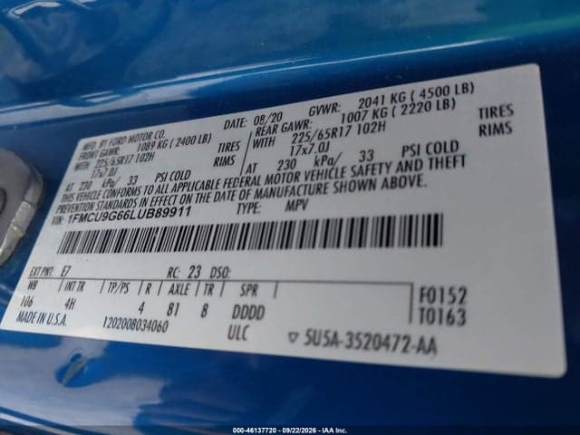 2020 FORD ESCAPE SE 9