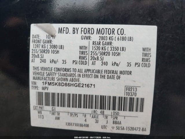 2017 FORD EXPLORER XLT 9