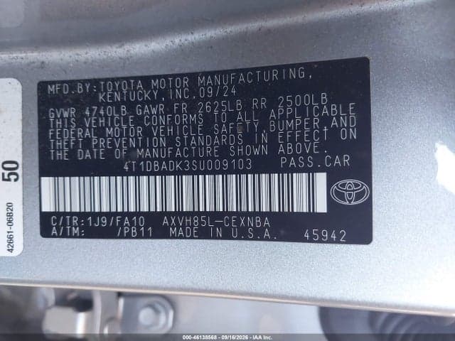 2025 TOYOTA CAMRY LE 9