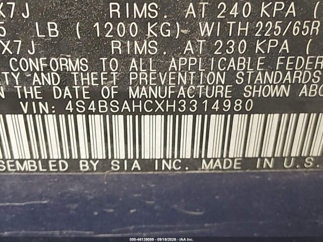 2017 SUBARU OUTBACK 2.5I PREMIUM 9