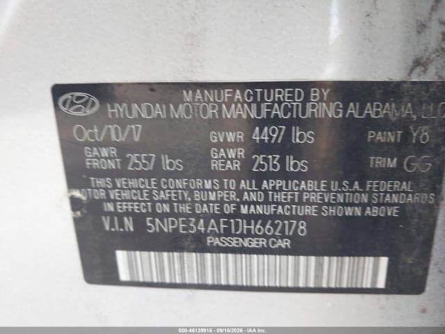 2018 HYUNDAI SONATA LIMITED 9