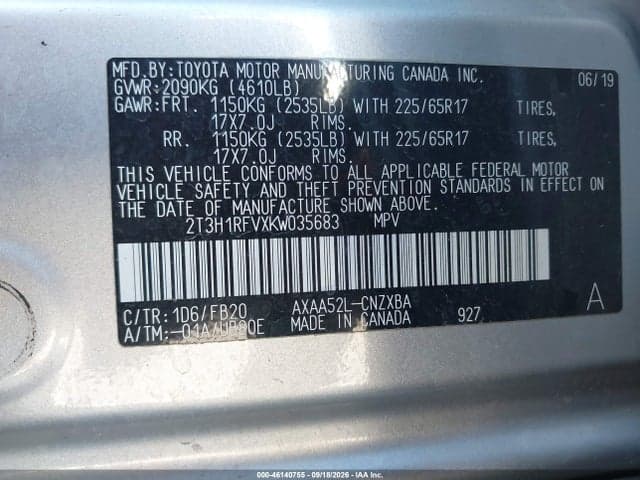 2019 TOYOTA RAV4 LE 9