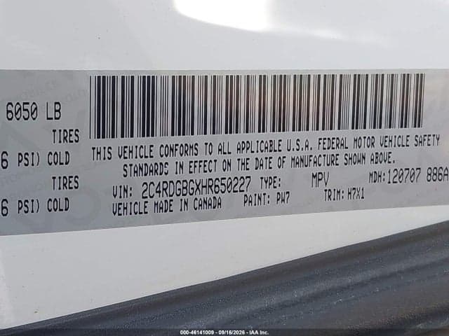 2017 DODGE GRAND CARAVAN SE 9