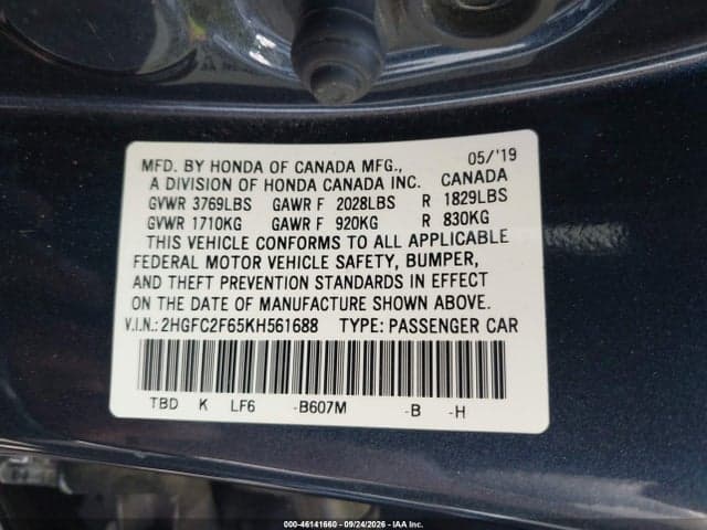 2019 HONDA CIVIC LX 9