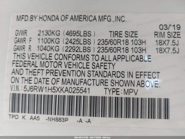 2019 HONDA CR-V EX 9
