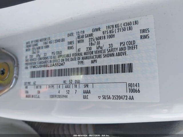 2020 FORD ESCAPE SEL 9