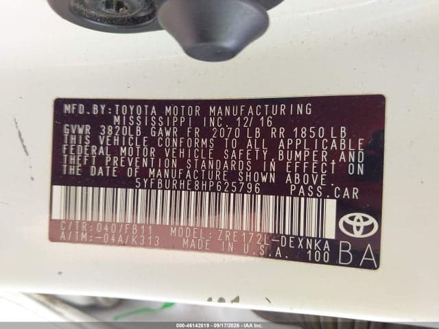 2017 TOYOTA COROLLA LE 9