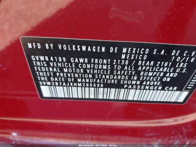 2017 VOLKSWAGEN JETTA 1.4T S 9