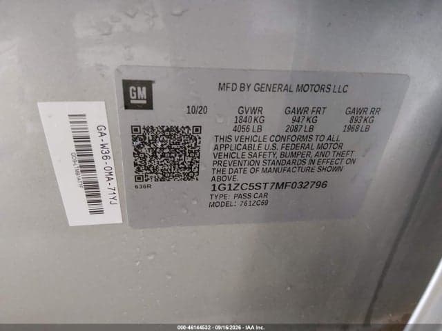 2021 CHEVROLET MALIBU LS 9