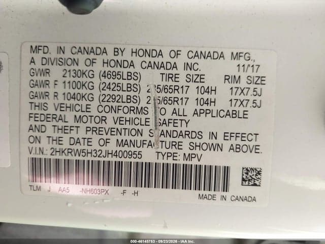 2018 HONDA CR-V LX 9