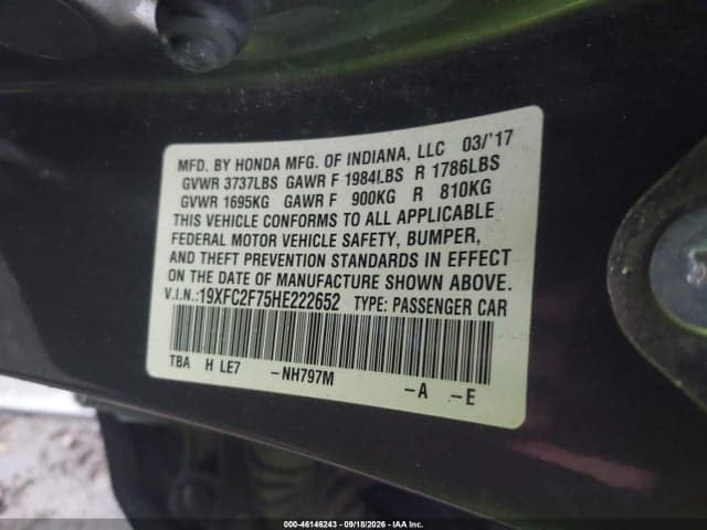 2017 HONDA CIVIC EX 9