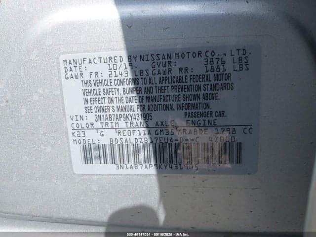 2019 NISSAN SENTRA SV 9