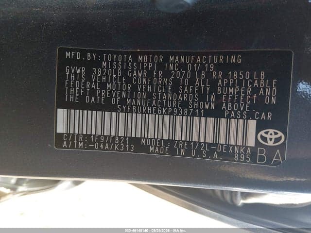 2019 TOYOTA COROLLA LE 9