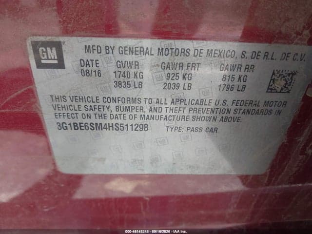 2017 CHEVROLET CRUZE LT AUTO 9