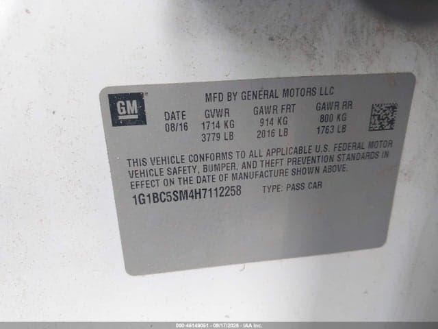 2017 CHEVROLET CRUZE LS AUTO 9