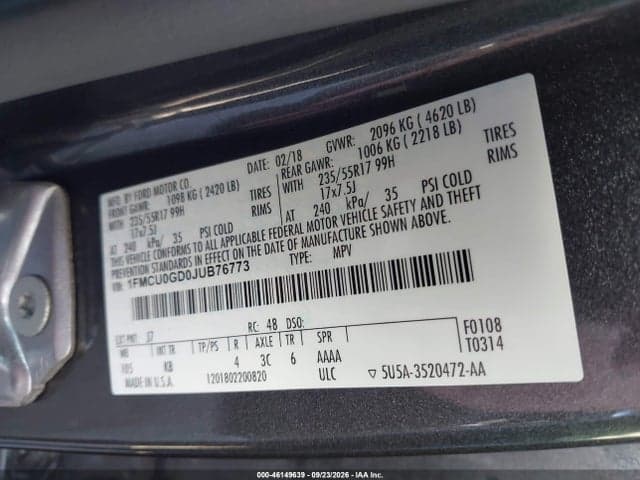2018 FORD ESCAPE SE 9