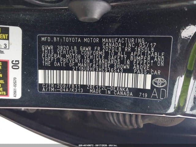 2017 TOYOTA COROLLA LE 9