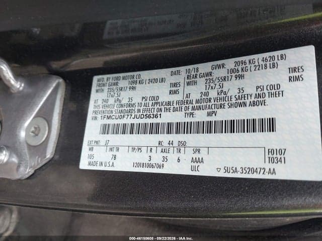 2018 FORD ESCAPE S 9