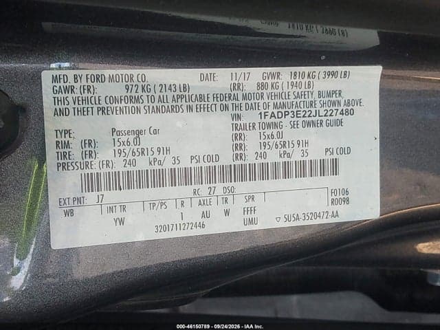 2018 FORD FOCUS S 9