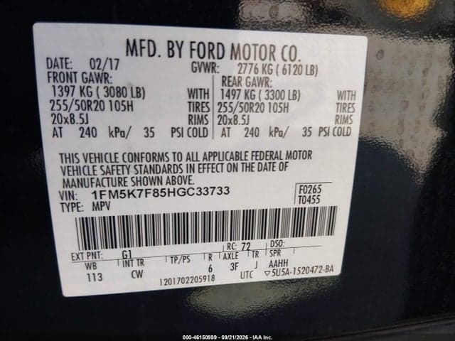 2017 FORD EXPLORER LIMITED 9