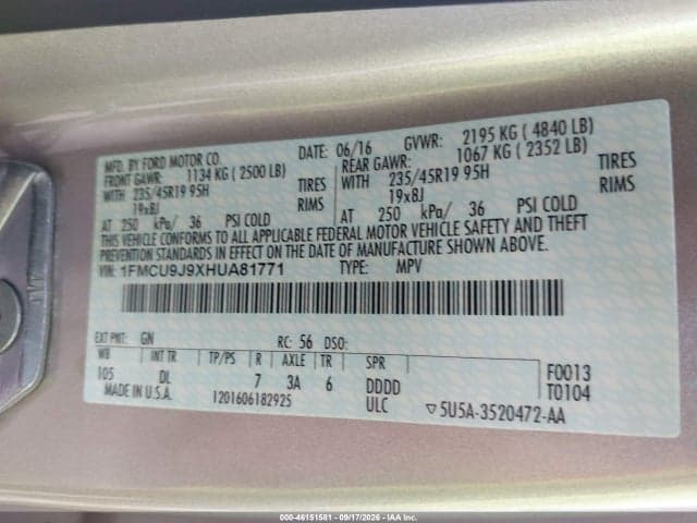 2017 FORD ESCAPE TITANIUM 9