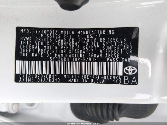 2017 TOYOTA COROLLA LE 9