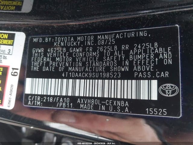 2025 TOYOTA CAMRY LE 9