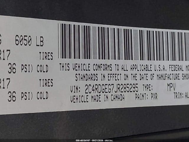 2018 DODGE GRAND CARAVAN GT 9