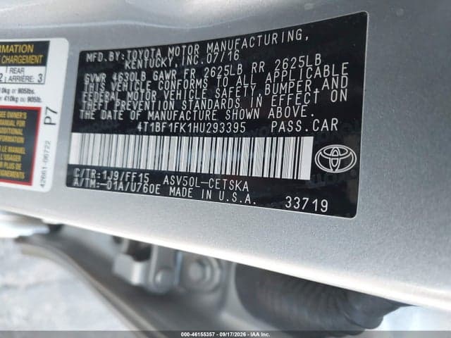 2017 TOYOTA CAMRY SE 9