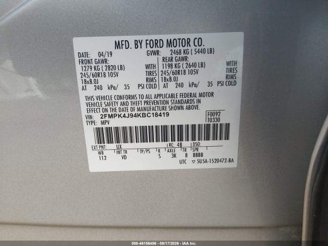 2019 FORD EDGE SEL 9