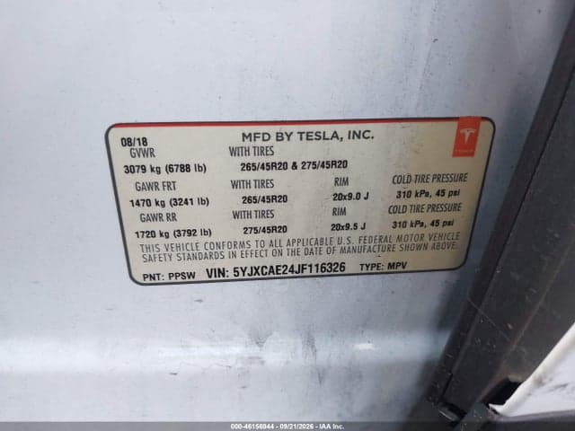 2018 TESLA MODEL X 100D/75D/P100D 9