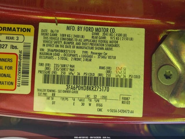 2019 FORD FUSION SE 9