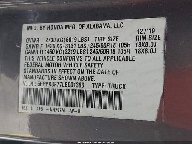 2020 HONDA RIDGELINE RTL-E 9